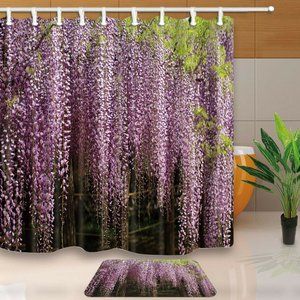 Wisteria Falls Fabric Shower Curtain & Mat
